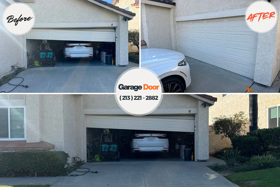 Before and after: garage door repair South Houston, TX